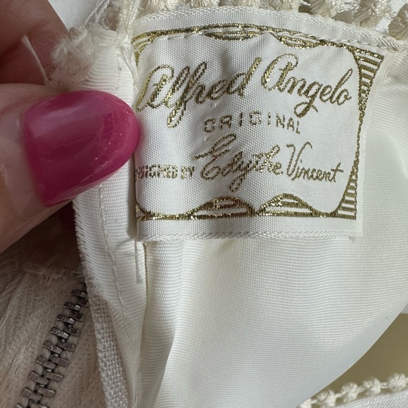 Alfred Angelo Vintage 60s? Wedding Dress Empire Waist Button-Up Union Tag XS - Picture 13 of 13